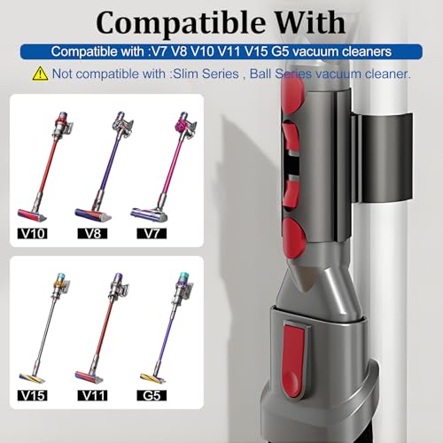 Image of Vacuum Attachment Holder for Dyson V7 V8 V10 V11 V15 G5 | Holds 2 Attachments on Telescopic Wand | Effortless Installation| 360 Rotating Tool Clip, No Longer Easily Lose Accessories