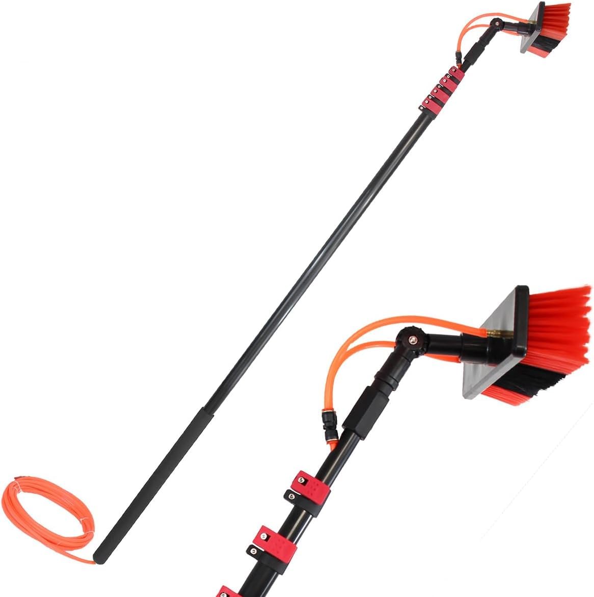 Teles - Kit de barra de limpieza de ventanas de 3,6 11 m, cepillo extensible para techos altos y conserva, herramienta de limpieza profesional de 24 pies para un fácil alcance y brillo sin rayas