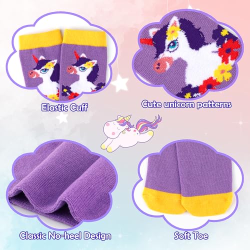 PHOGARY 6 Pairs Girls Knee High Socks, Cute Socks Colorful Cartoon Animal Warm Cotton Socks Crazy Funny Kids Odd Socks Mid Calf Long Boot Socks for 3-12 Years Girls, One Size (B)3