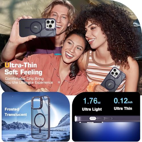 Image of VONZEE TPU+PC For iPhone 14 Pro Max Case,Compatible With Magsafe,Military-Grade Protective Case,Built-In Stash Stand Phone Case,Scratch-Resistant Back Cover,Classic Series|6.7''|Clear Deep Purple