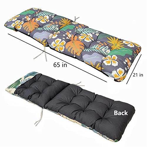 Srutirbo 65 Inch Waterproof Patio Chaise Lounger Cushion, Outdoor Sun Lounger Cushions Non-Slip High Back Chair Cushion With Ties And Top Cover (Flower, 65 In) #TOP1