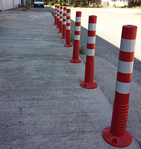 SNS SAFETY LTD Verstärkte Kunststoffpfosten 75 cm, mit Reflektierenden, für die Verkehrssicherheit, aus Flexiblen Polyurethan, Rot (2 Stück)