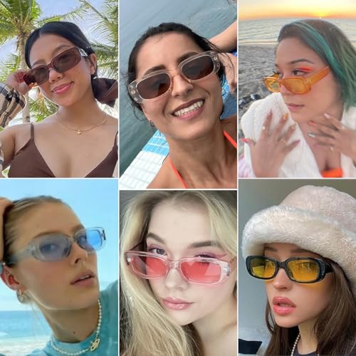 Party Sunglasses Bulk Retro Small Rectangle Shades Set Women Vintage Square Sun Glasses 12Pack3
