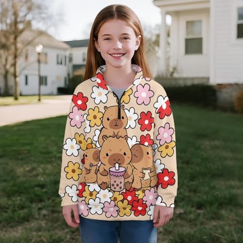 Girls Quarter Zip Sweatshirts Athletic Pullover Top Stand Collar Long Sleeve Sweatshirt for Teen Girls4