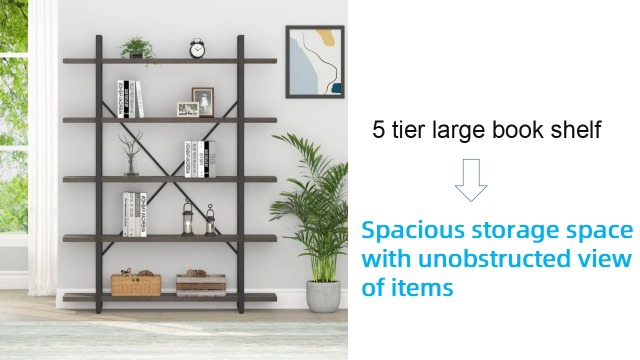 Amazon.com: HSH 5-Shelf Vintage Industrial Rustic Bookshelf
