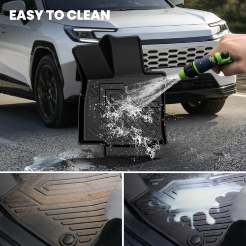 Image of LASFIT Floor Mats & Trunk Mat for Toyota RAV4 2026 PHEV Plug-in Hybrid | Not Fit Hybrid. Not Fit Cargo with Subwoofer TPE All Weather Custom Fit Floor & Trunk & Backrest Mat Automotive Accessories