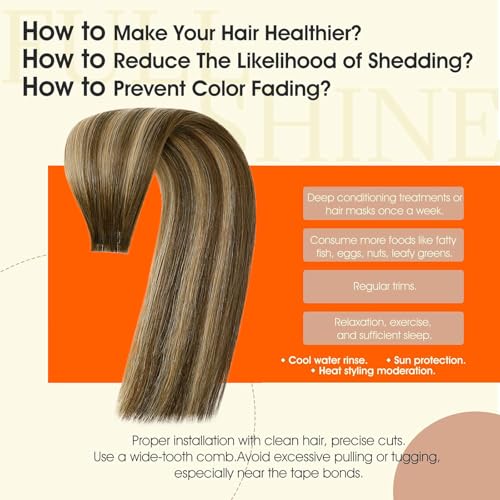 Image of Full Shine Injected Tape in Hair Extensions Human Hair Color 4 /24 /4 Balayage Remy Tape Extensions Long Straight Skin Weft Seamless Extension 22Inch 50G 20Pcs Add Length Soft Natural