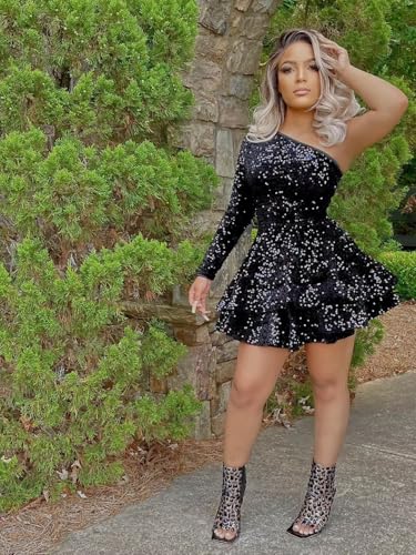 RSOETOO Sequin Short Homecoming Dress for Teens Sparkly Prom Dress Sweet 14 16 Birthday Photo Shoot Gowns RO1543