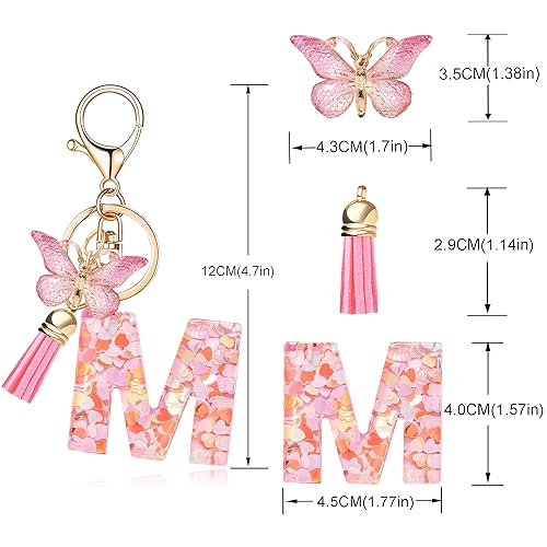 OKAICEN Initial Letter Keychain For Women - Butterfly & Heart Sequin Alphabet Key Ring, Resin Bag Charm For Backpack, Purse, Gift - View #5