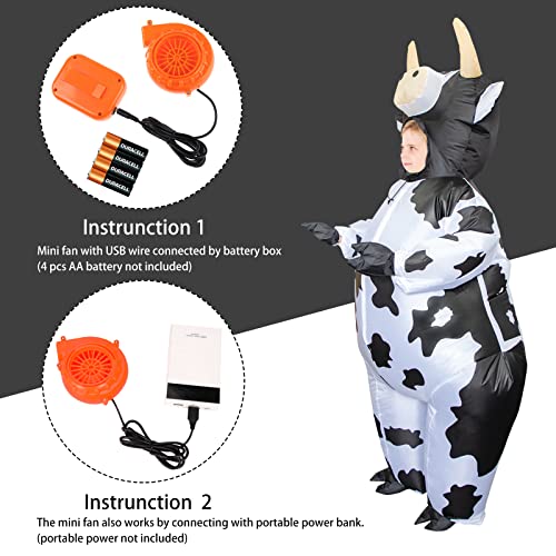 Disfraz inflable de vaca para niños miniatura 4