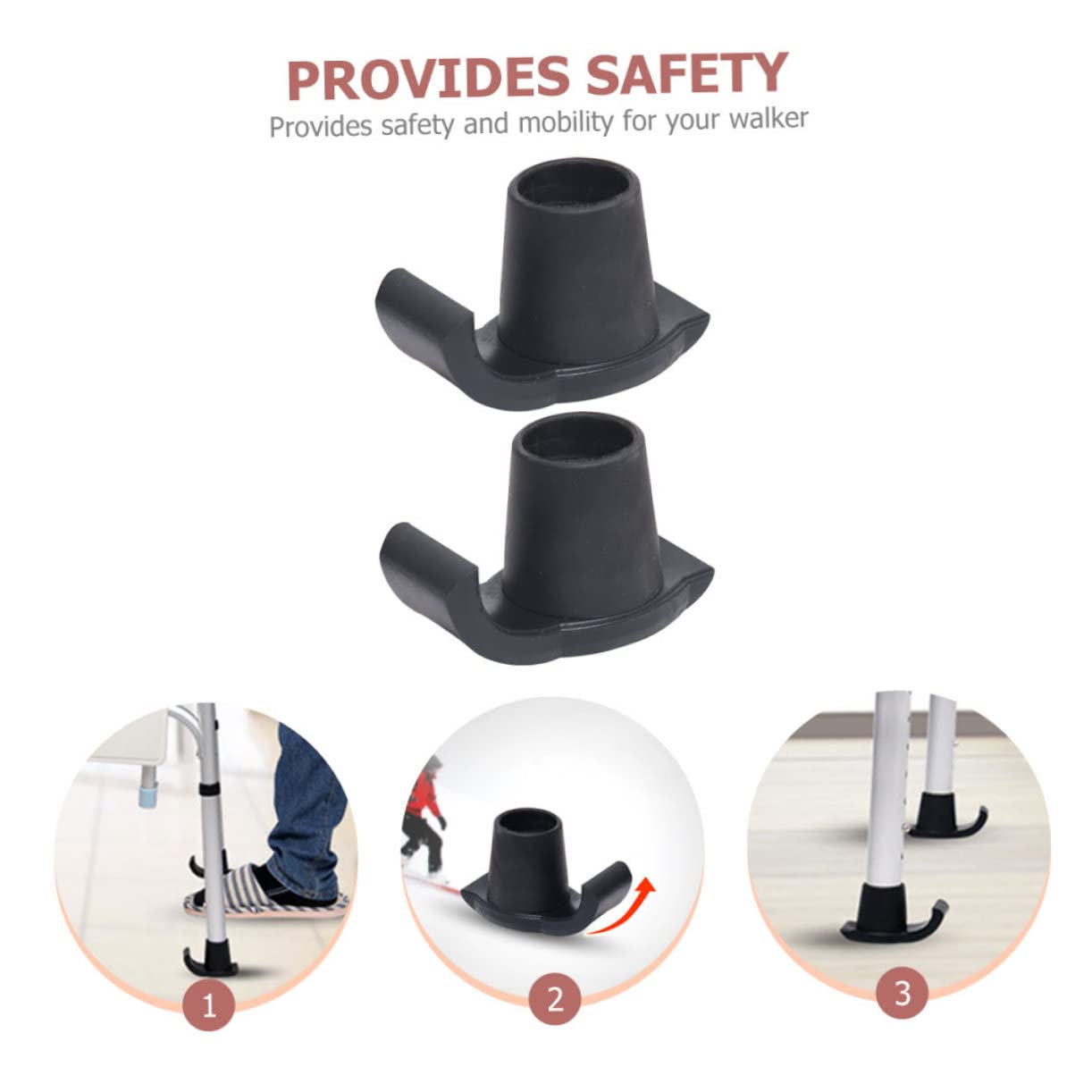 MAGICLULU Deslizadores de Esquí Antideslizantes Accesorios Prácticos para Andadores, 2 Piezas de Plástico Negro Absorción de Impactos para Caminatas Seguras