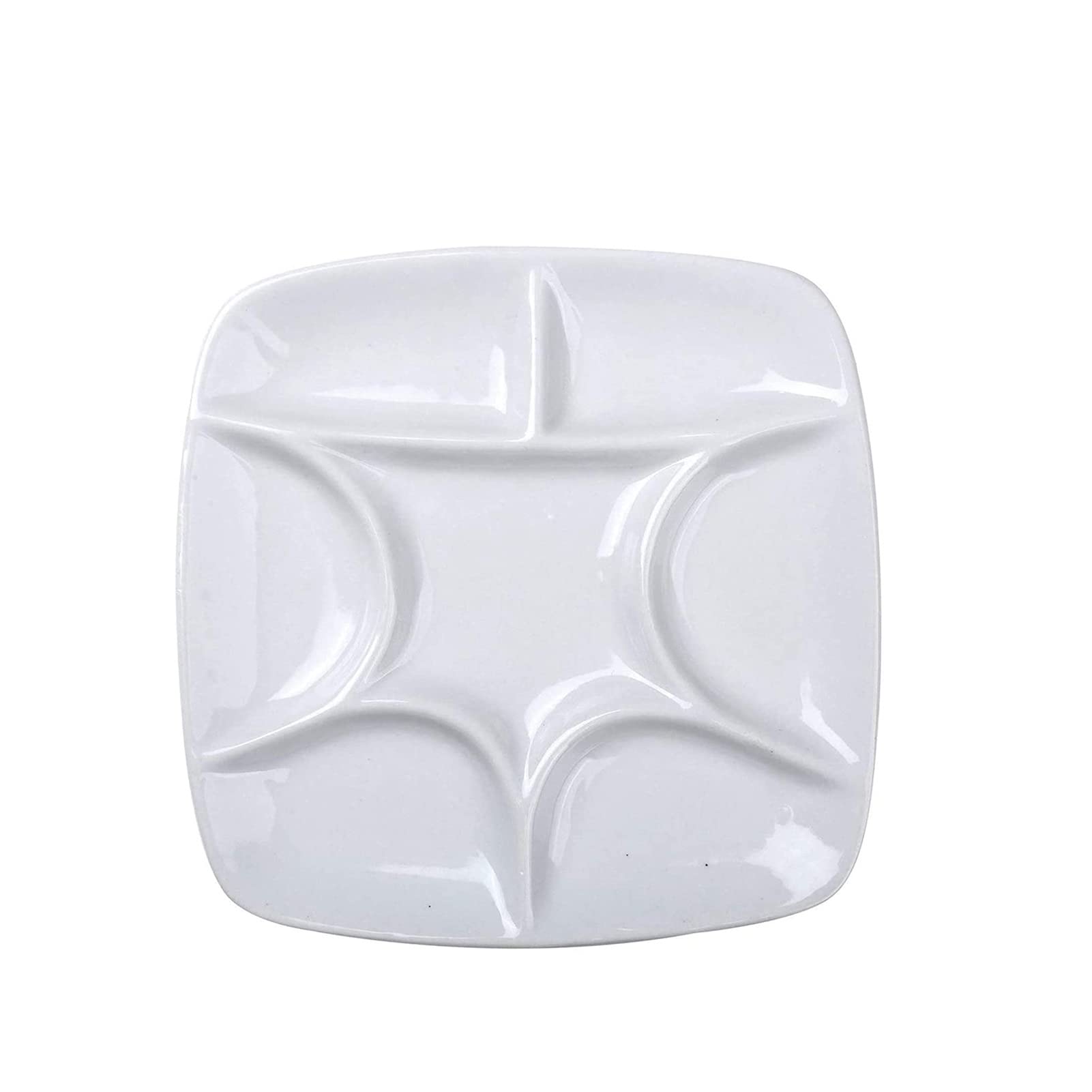 Kwadratowa biała ceramiczna paleta farb artystycznych, odpowiednia do akwareli i gwaszu Akrylowy obraz olejny, 5-4/5 cali