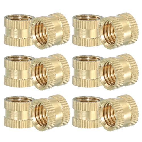 PATIKIL M10 Threaded Inserts, 12 Pcs Female Metric Brass Knurled Nuts Heat Set Insert for Plastic 3D Printing Components (M10x10x12mm)