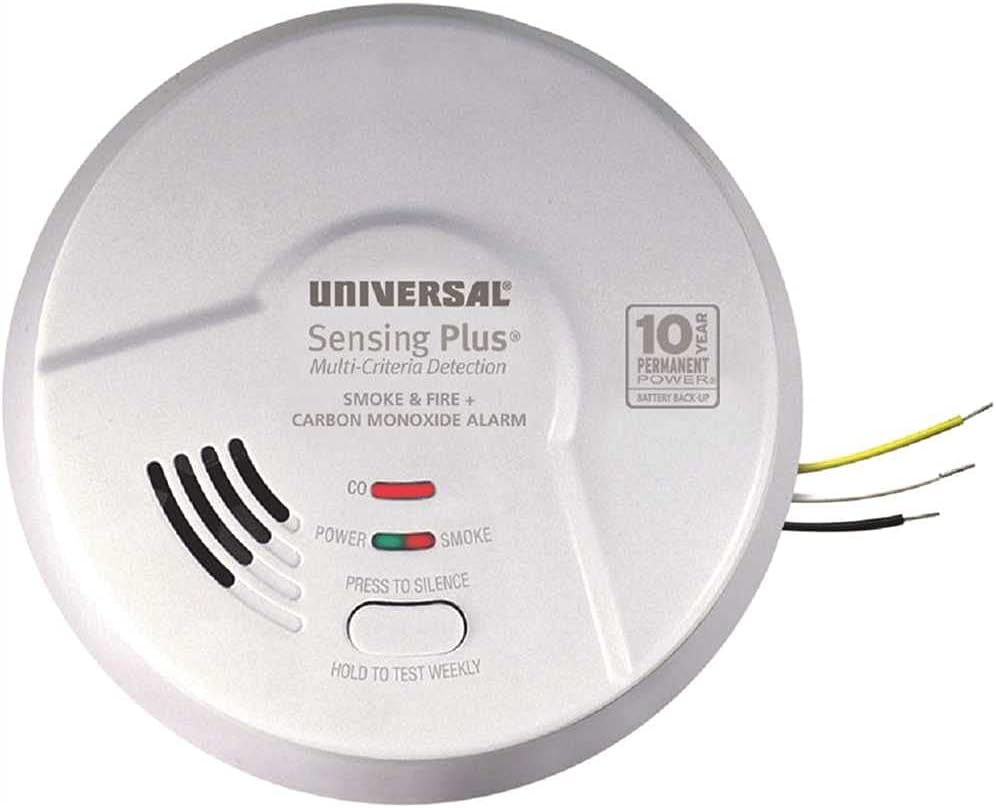 Sensing Plus® Multi-Criteria Hardwired Combo Smoke, Fire & Carbon Monoxide Alarm with 10-Year Battery Backup