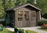 Alpholz Gartenhaus Palermo Gartenhaus aus Holz, Holzhaus mit 28 mm Wandstärke, Blockbohlenhaus, Grau
