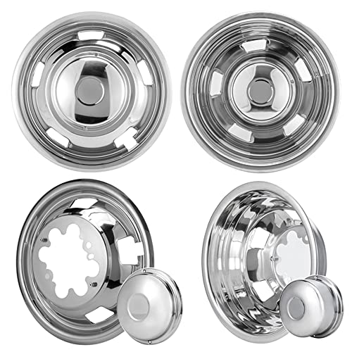 Deebior 4pcs 17inch Front Rear Polished Stainless Steel Wheel Simulators, 8 Lug with 5 Square Vent Holes Wheel Cover,fit for 2003-2019 Dodge Ram 3500 Truck 17R8
