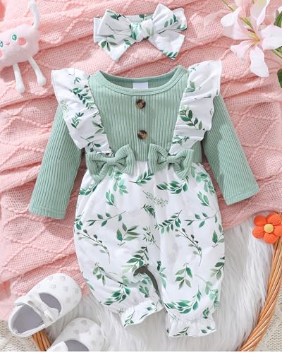 Newborn Baby Girl Clothes Infant One-Piece Romper+Jumpsuit+Bodysuit+Headband Fall Winter Outfits New Born Set2