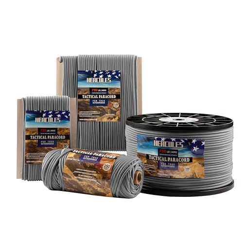 HERCULES 750lb Paracord 4mm 11 Strands Tactical Parachute Cord, 50'