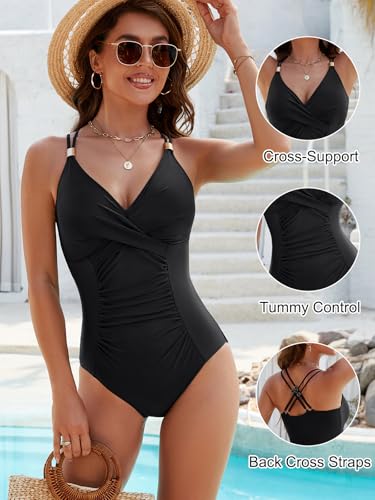 Blooming Jelly Women One Piece Swimsuits Tummy Control Bathing Suit Gold Metal Tie Knot Swim Suits Modest Slimming Swimwear2