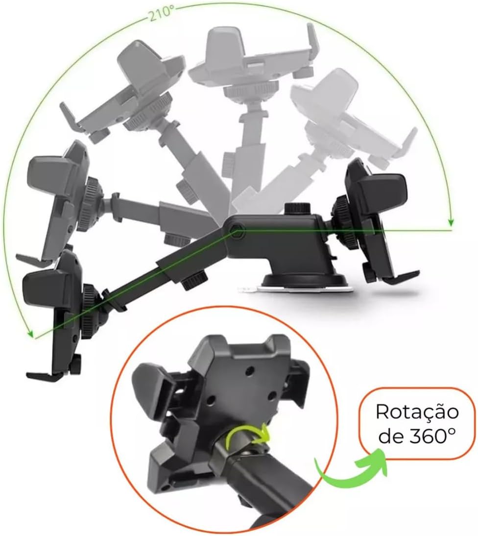 Suporte Celular Carro Veicular para GPS Smartphone Painel Ventosa que Gruda Trava Automática Antiqueda para Uber Taxi Waze Maps 99 Universal 3 51cp+vRNbfL. AC SL1200