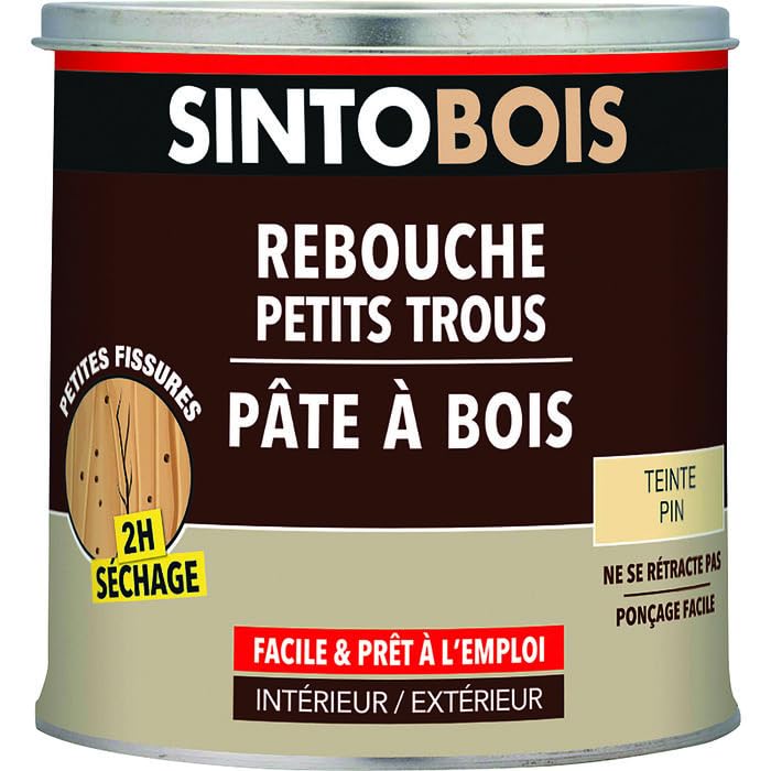 Pâte à bois tradition SintoBois pin 550 ml pour un ponçage facile et des réparations sans retrait