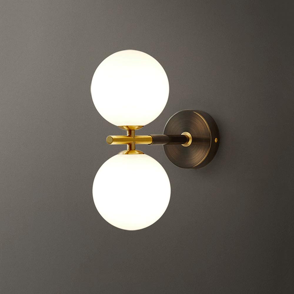 YNIYUJKL Wall Lamp, Modern Wall Sconce With Glass Globe Lampshade, Geometric Sconces Lighting Fixtures Copper Wall Lamps, Bedside Wall Lights For Living Room Bedroom Restaur