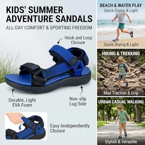 Image of Kid Sandals Boy Summer Sports Hiking Sandals Adjustable Straps Toddler Little Big Kid