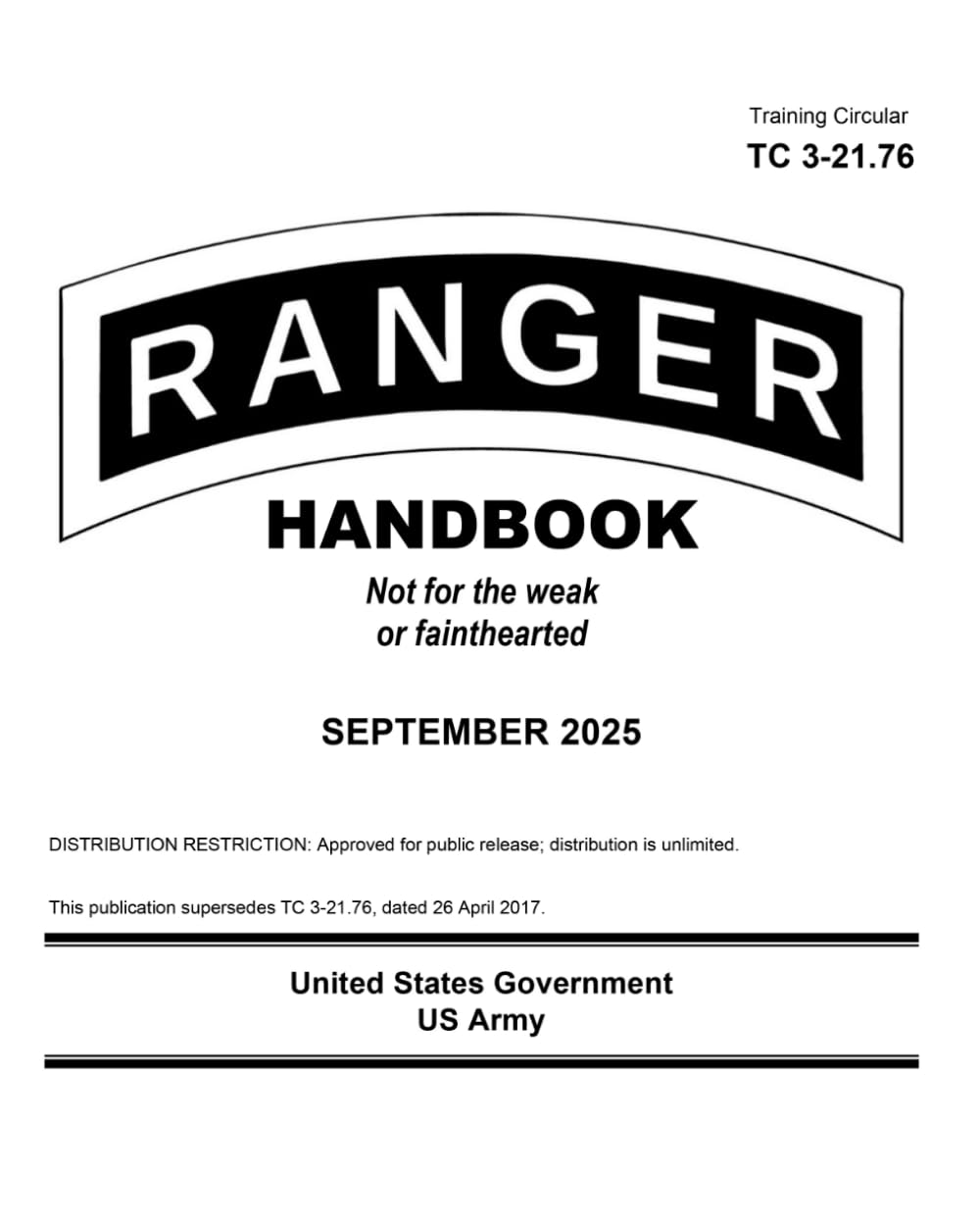 Training Circular TC 3.21.76 The Ranger Handbook September 2025      Paperback – September 23, 2025