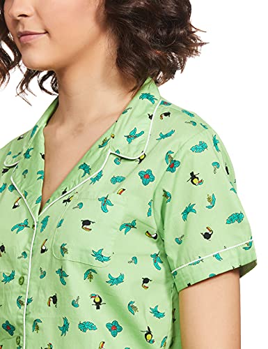 Image of Amazon Brand - Eden & Ivy Women's Cotton Regular Fit Shirt and Shorts Night Suit (Night Wear | Co-ord Set | Lounge Wear Set)