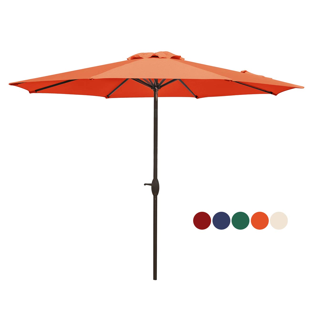 VEGOND Patio Umbrella 9FT Table Umbrella Outdoor Market Umbrella with Tilt Adjustment and Crank Lift System Orange