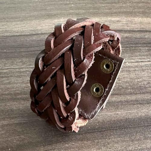Punk Rock Braided Wide Pu Leather Arm Cuff Bracelet4