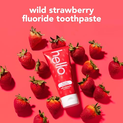 Image of hello Wild Strawberry Kids Toothpaste with Fluoride, Strawberry Toothpaste for Kids, Safe for Ages 2 and Up, Helps Prevent Cavities, Strengthen Enamel, and Polishes Teeth, ADA Approved, 3 Pack, 4.2 Oz