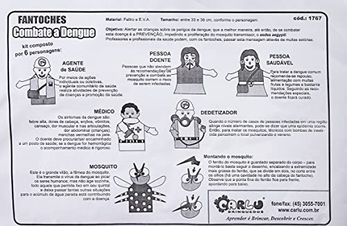 Carlu Brinquedos Fantoches Combate a Dengue sem Expositor 6 Personagens, , Multicor