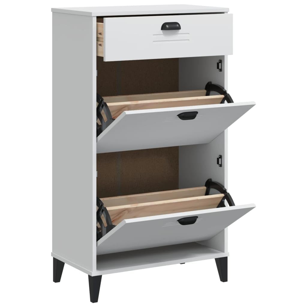 Scarpiera VIKEN bianco, materiale in legno, 60 x 35 x 107 cm, organizer sottile per scarpe per ingresso, contenitore nascosto fino a 8 paia di scarpe