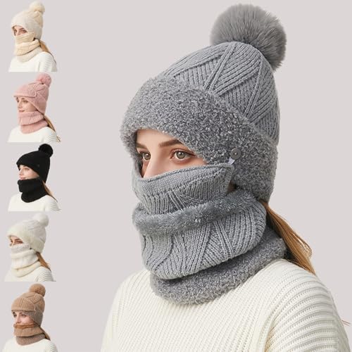 Bonnet tricoté avec cache-cou pour les activités d'hiver - 5