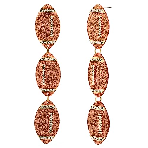Madison Tyler Acrylic Rhinestones Studded Rugby Earrings | Football Trio Dangle Earrings For Fans cover