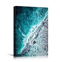 Canvas Wall Art Coastal Aerial View Beach Beach Blue Coastal Cool Photography Relax/Calm - 12x18 inches