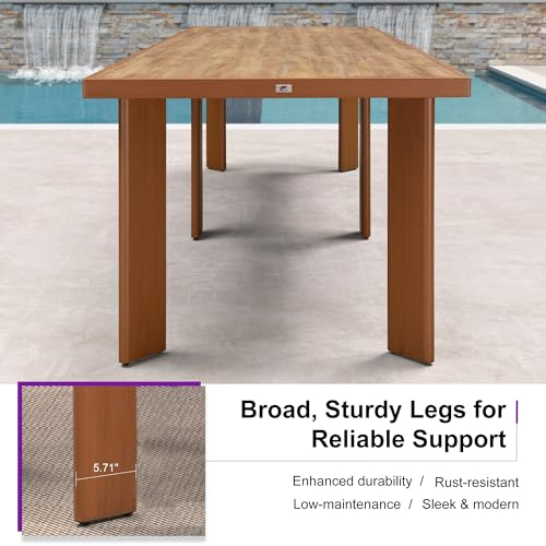 Image of PURPLE LEAF Outdoor Dining Set for 10 with Built-in Cushions Deep Teak