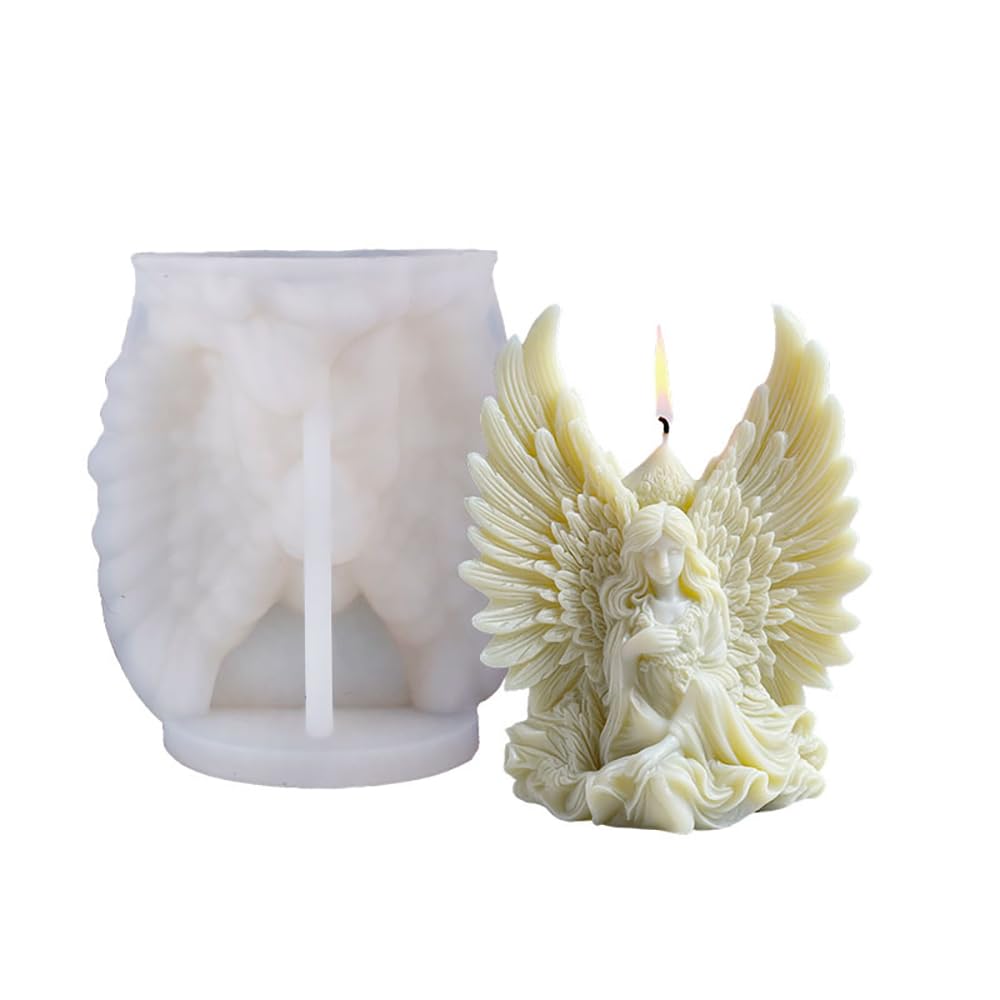 Xidmold Large Wing Angel Candle Mould,Angel Resin Moulds Silicone Epoxy Resin Casting Mould for Soy Wax Candle, Soap, Plaster,DIY Crafts & Home Decoration