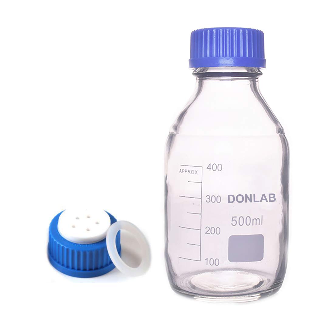 MBN-2505 Glass 250ml Round Media Storage Bottle Reagent Bottle with GL45 5-Hole Mobile Phase Cap