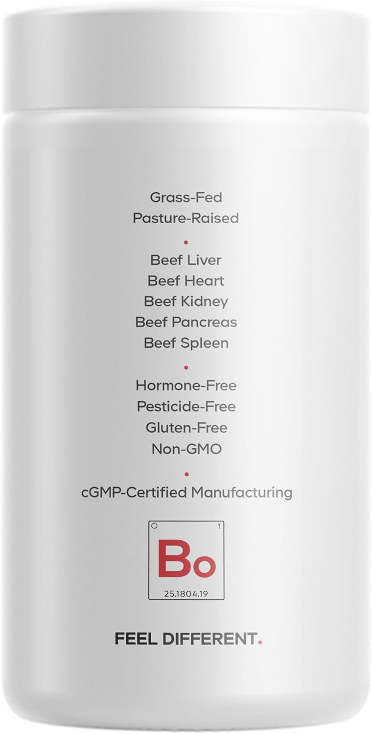 Codeage Grass Fed Beef Organs Supplement – Glandulars Supplements - Freeze Dried, Non-Defatted, Desiccated Liver, Heart, Kidney, Pancreas & Spleen Bovine Pills – Beef Vitamins - Non-GMO -180 Capsules - Image 9