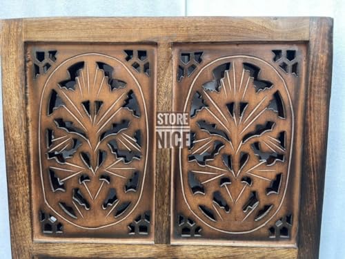 Image of Wooden Room Wall Partition /Divider /Separator for Home Decor /Bedroom /Office /Kitchen, (4 Feet) (4 Feet 2 Panel Colour Brown)