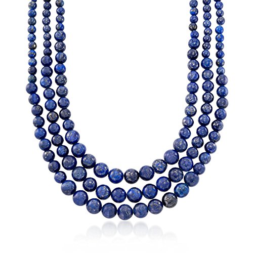 Ross-Simons 4-10mm Graduated Blue Lapis Multi-Strand Bead Necklace With Sterling Silver. 16 inches