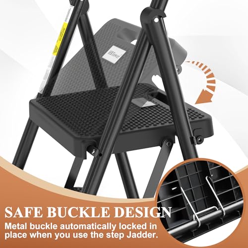 image for HBTower Step Ladder, Folding Step Stool with Wide Anti-Slip Pedal, Stu