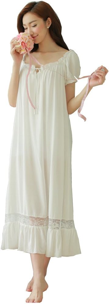 Summer Women Short Sleeve Long White Nightdress Casual Lounge S-XL