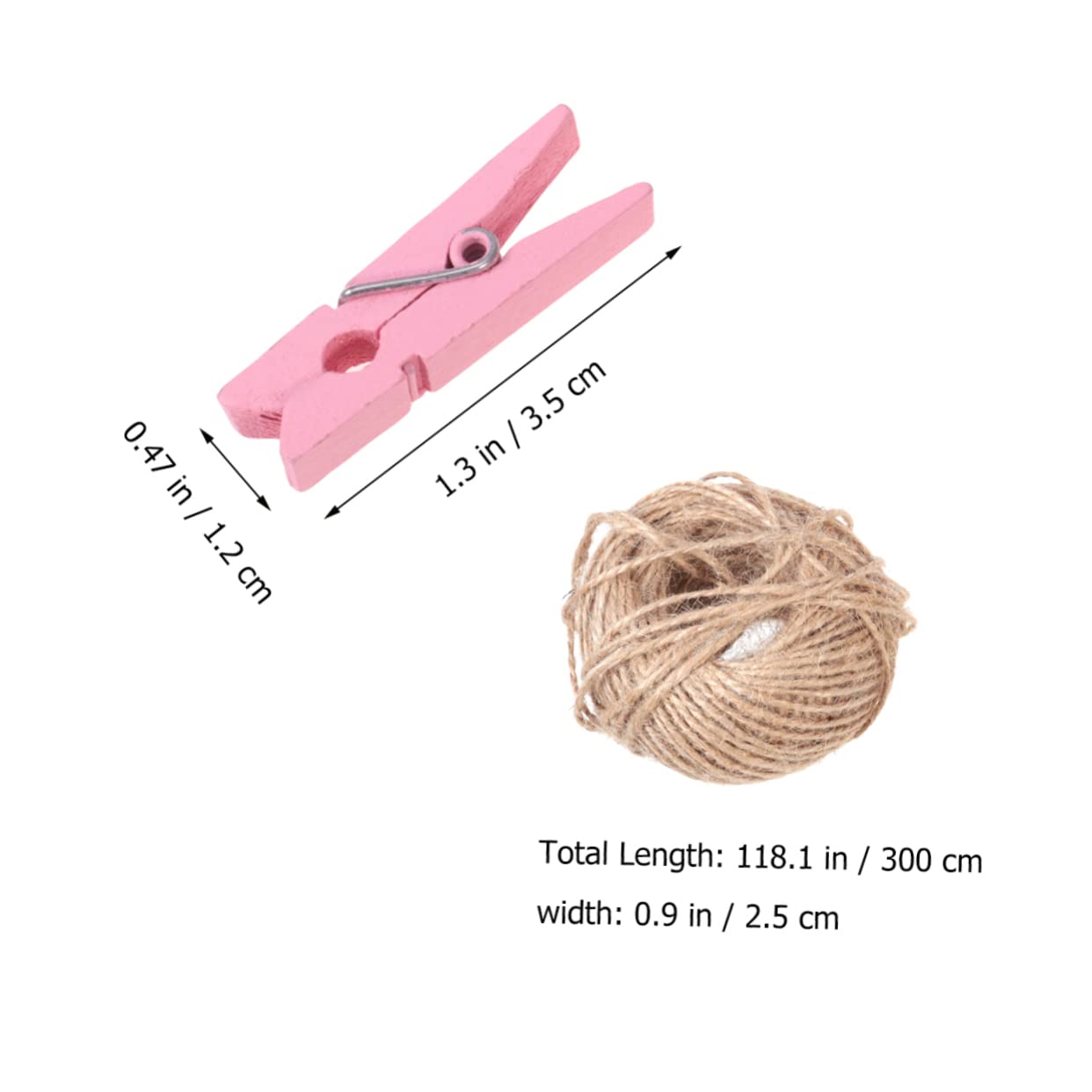 STOBAZA 100pcs Mini Wooden Clothespins with Twine Decorative Clips for Photos Crafts and Artwork Pink Natural Photo Holders Sturdy Multi-Functional