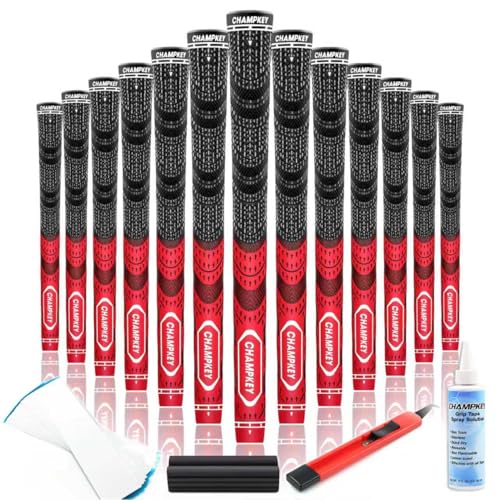 Champkey Premium Hybrid Half Corded Golf Grips Red Midsize 13 Pack
