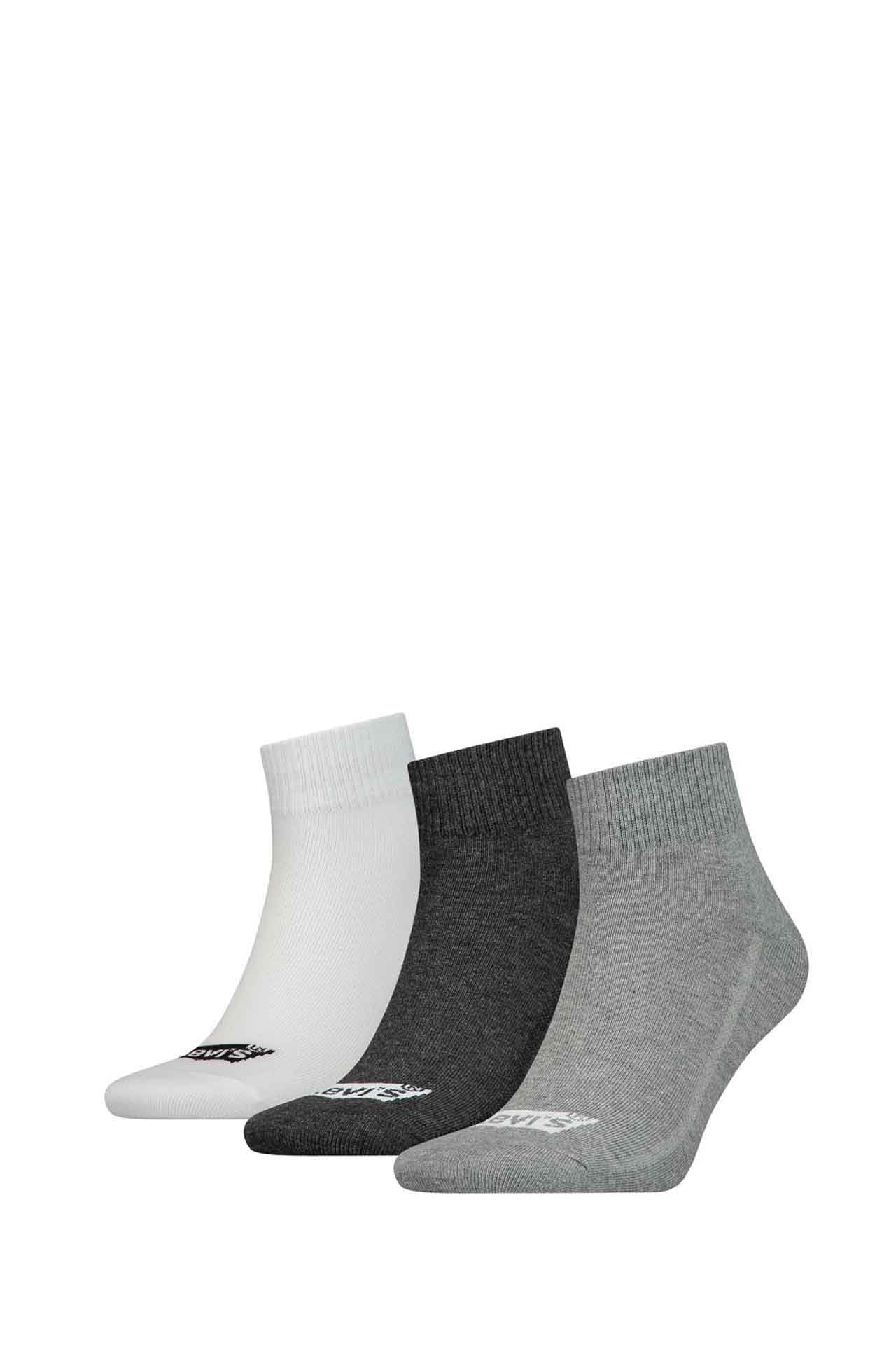 Levi's  Mid Cut Batwing Logo Recycled Cotton Socks 3 Pack Grey, Men's Size 39