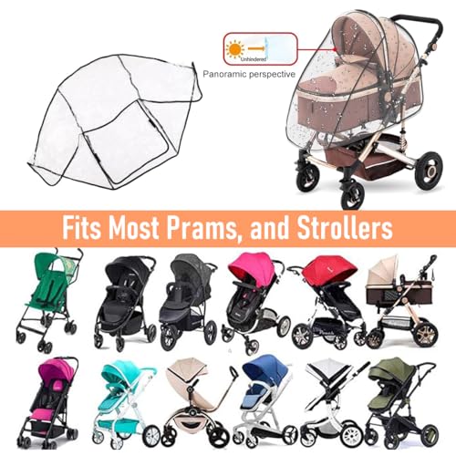 Image of SNOWIE SOFT Clear Cover for Baby Stroller Rain Cover Windproof Leakingproof EVA Shield Cover Outdoor Stroller Rain Cover Universal Baby Stroller Shield Dust Protective Cover for All Season