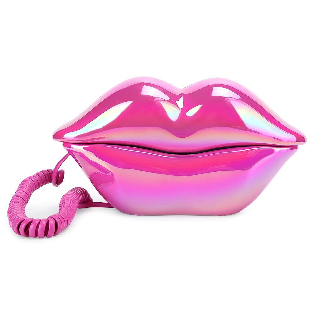 Modisches Lippentelefon, Rose Red Galvanik Flocking Retro Sexy Home Phone, Mund Schnur Festnetztelefon für Dekoration Mädchen